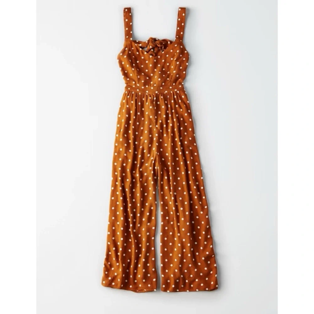 American Eagle Tie Back Polka Dot Jumpsuit - Picture 2 of 7